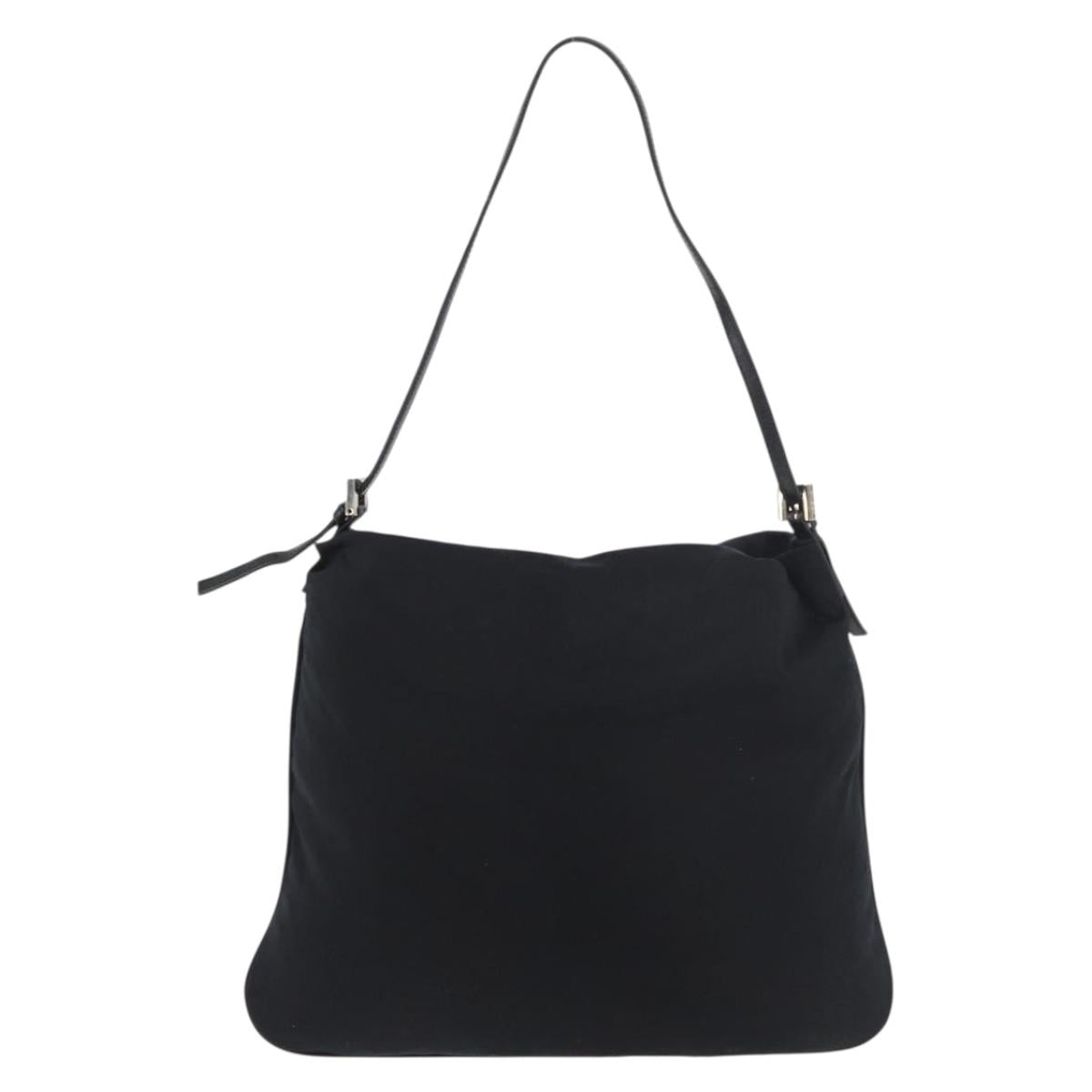 FENDI Shoulder Bag Nylon Black Silver