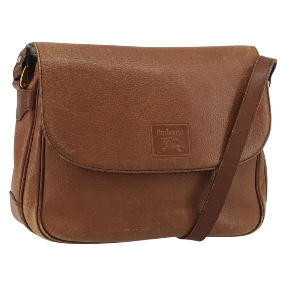 Burberrys Shoulder Bag Leather Brown Gold