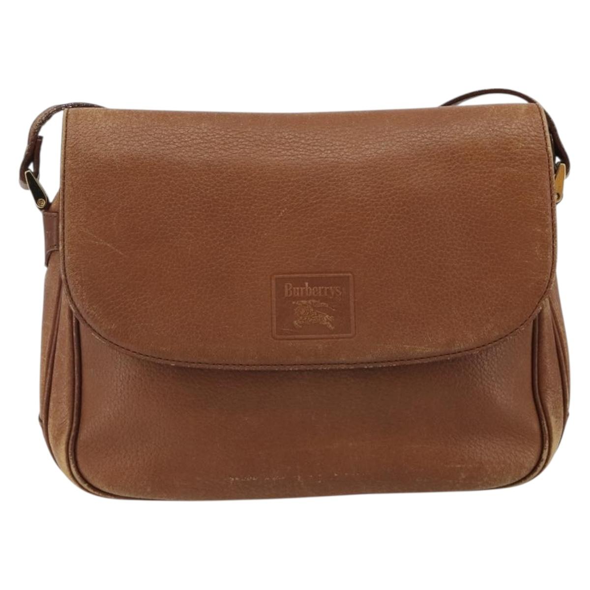 Burberrys Shoulder Bag Leather Brown Gold