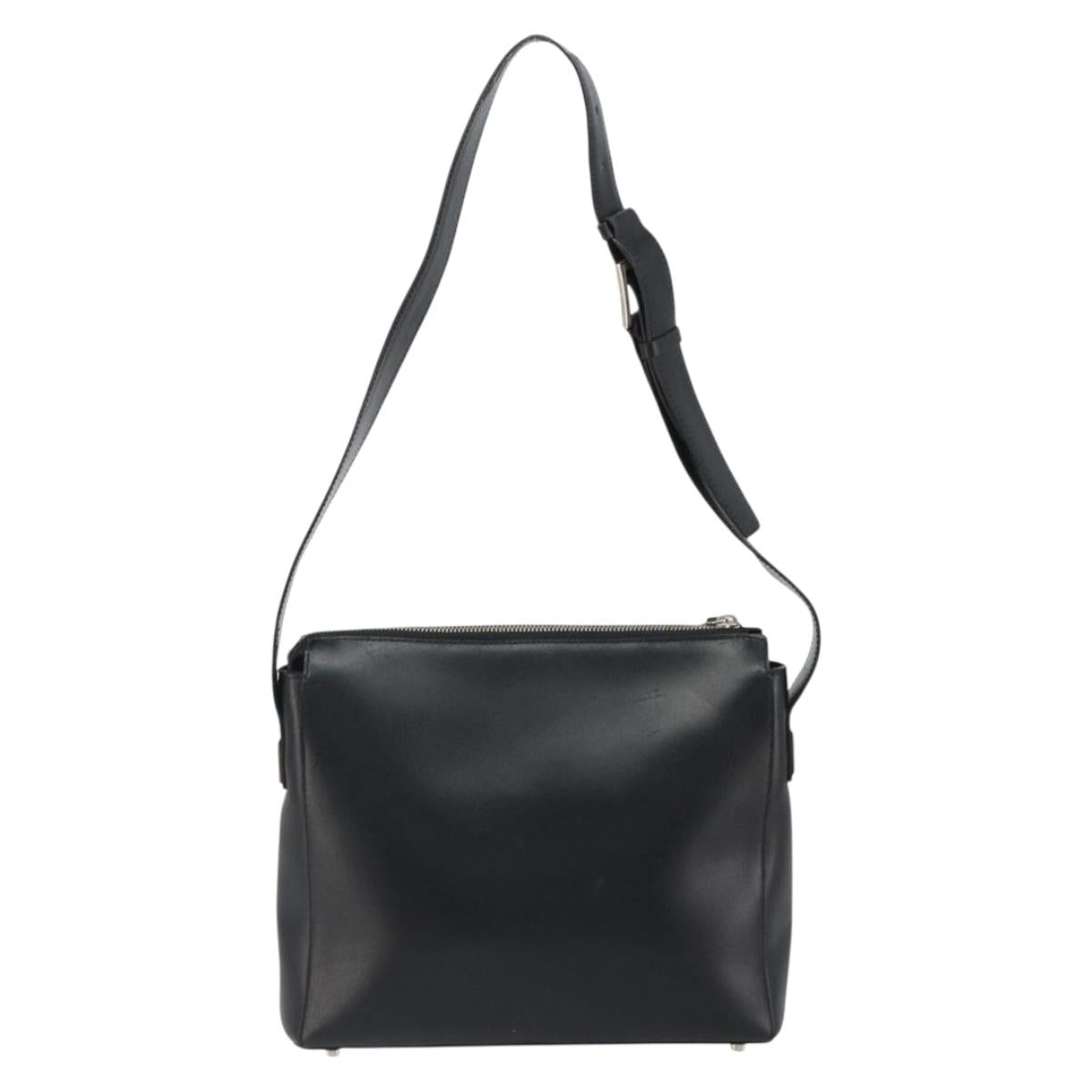 CELINE Shoulder Bag Leather Black Silver