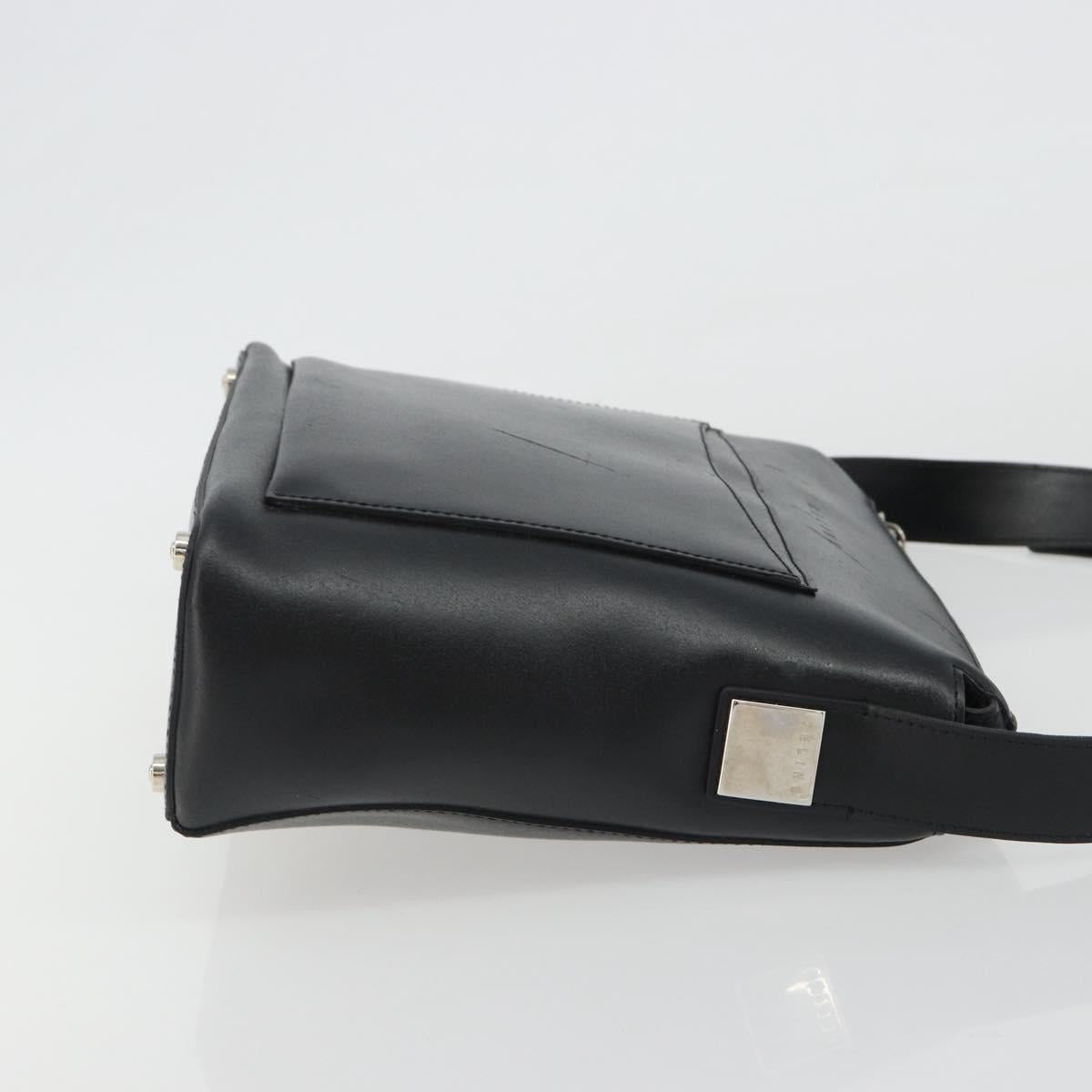 CELINE Shoulder Bag Leather Black Silver
