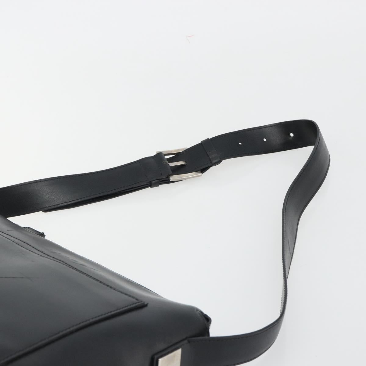 CELINE Shoulder Bag Leather Black Silver