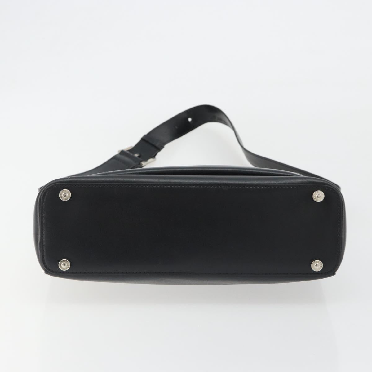 CELINE Shoulder Bag Leather Black Silver