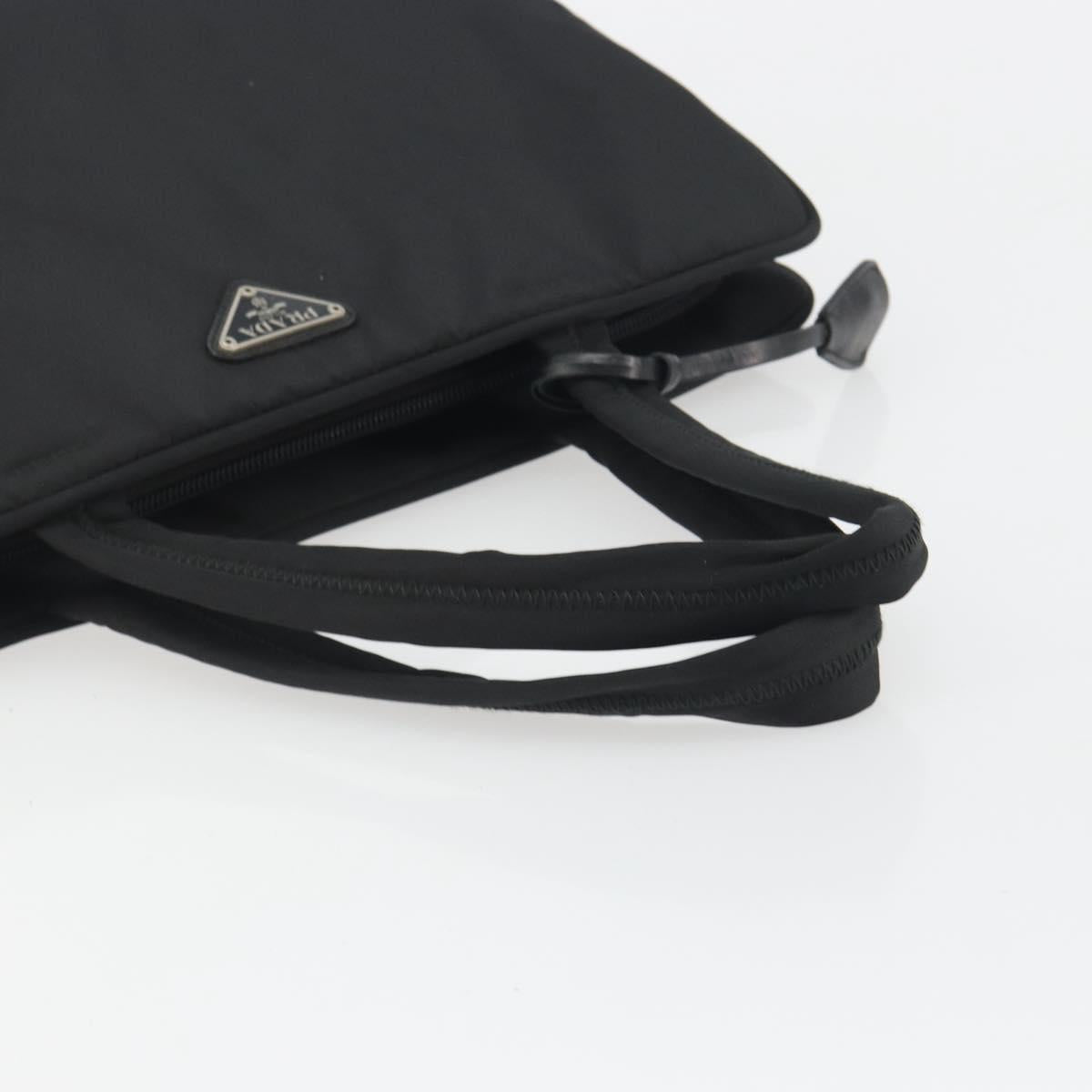 PRADA Hand Bag Nylon Black Silver