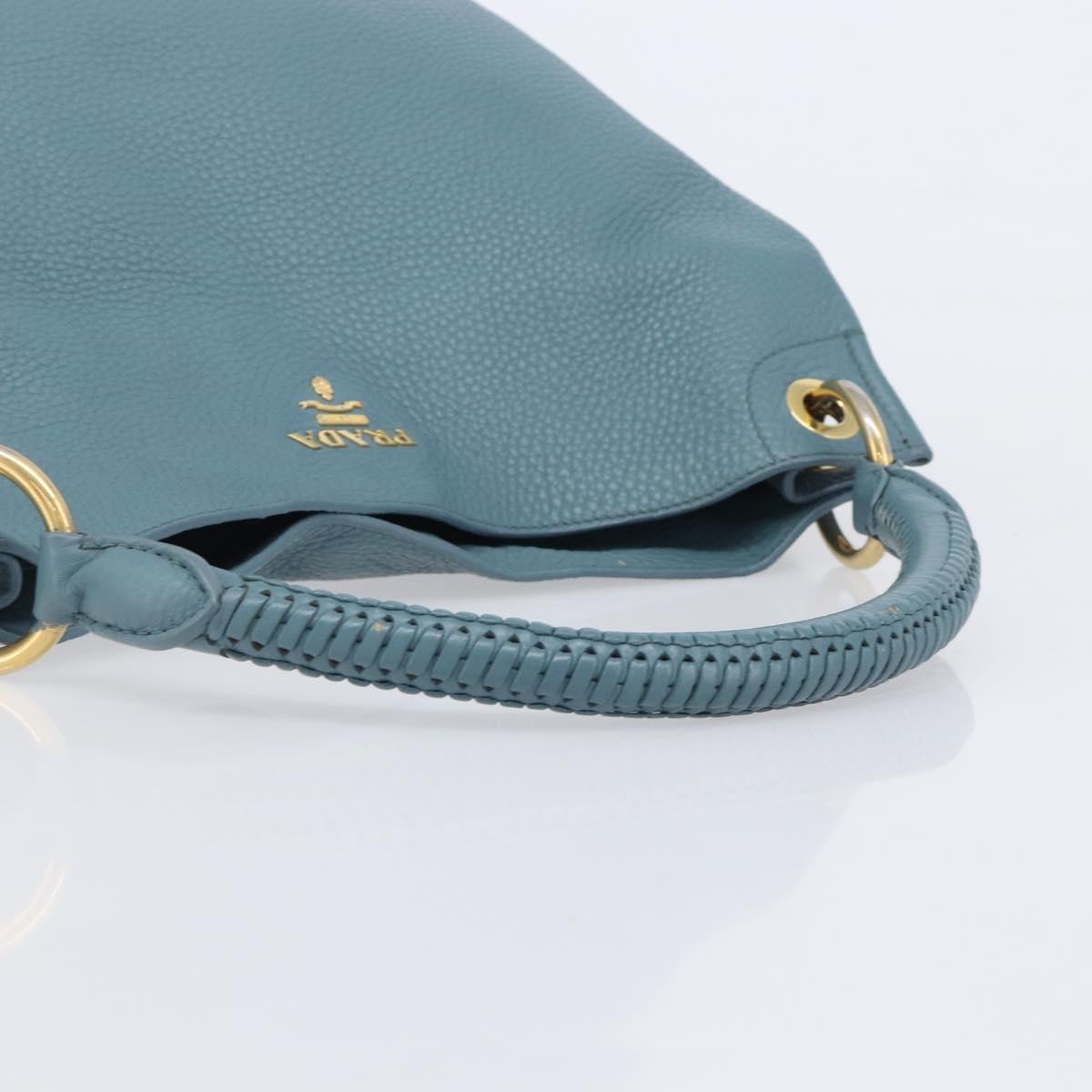 PRADA Tote Bag Leather Light Blue Gold