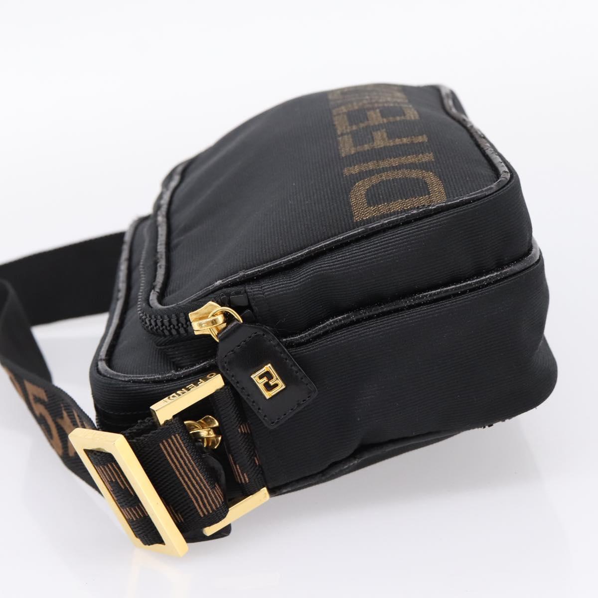 FENDI Shoulder Bag Canvas Black Gold