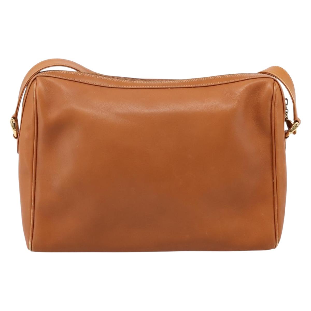 GUCCI Bamboo Shoulder Bag Leather Brown Gold