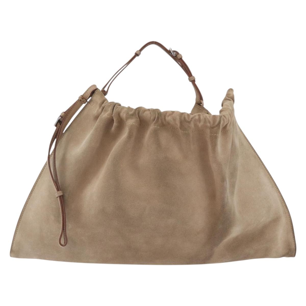 GUCCI Hand Bag Suede Beige 76554