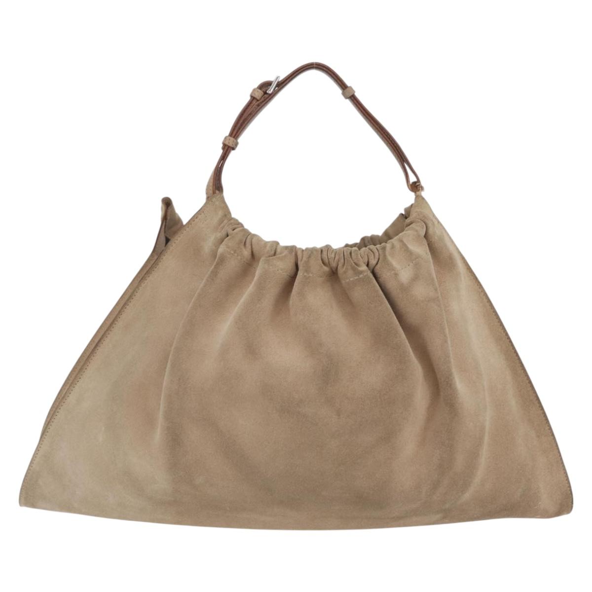 GUCCI Hand Bag Suede Beige 76554