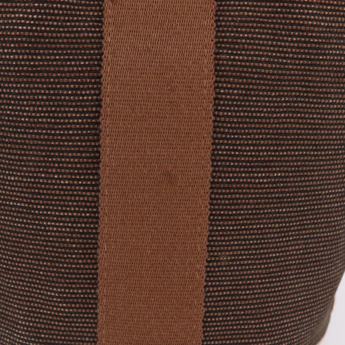 HERMES Sakso PM Hand Bag Canvas Brown Silver