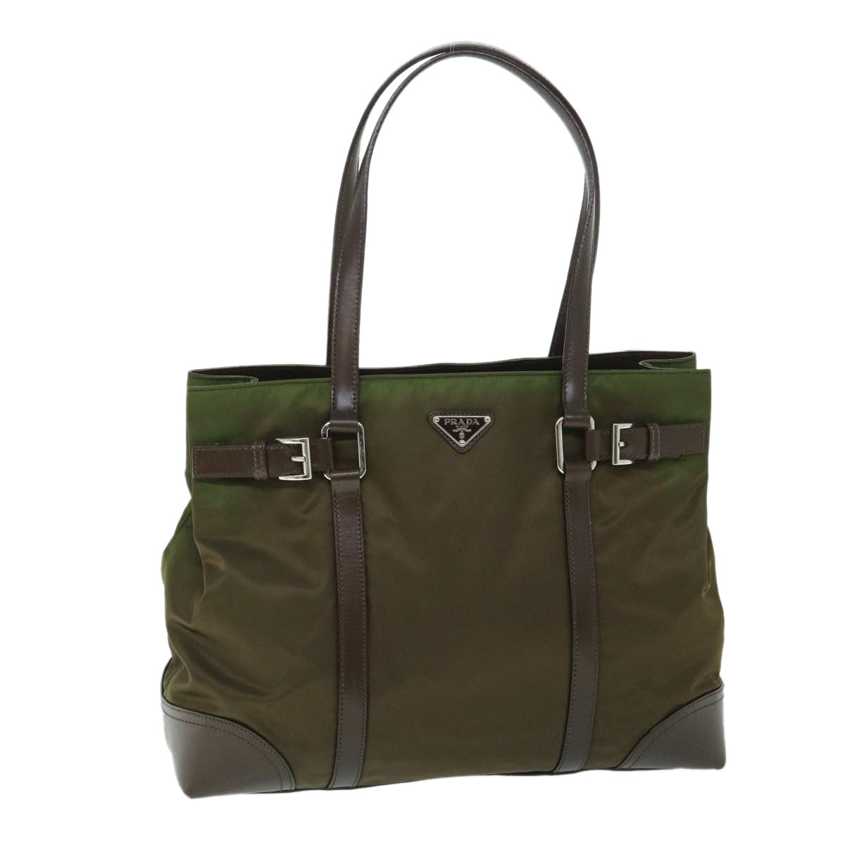 PRADA Shoulder Bag Nylon Leather Green