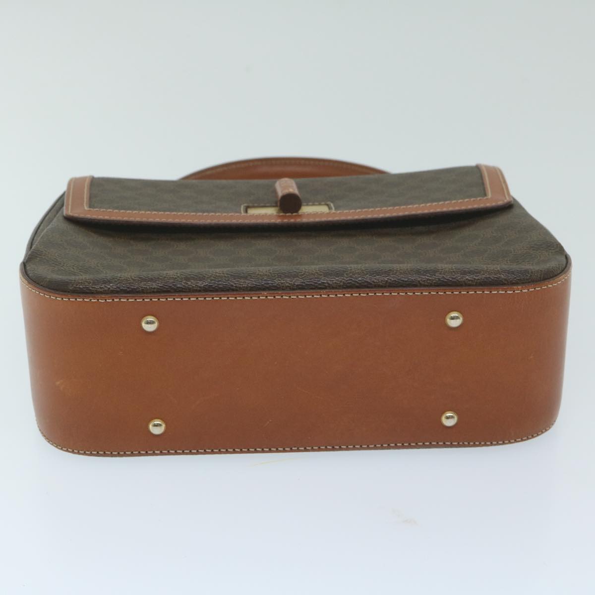 CELINE Macadam Canvas Hand Bag PVC Leather Brown