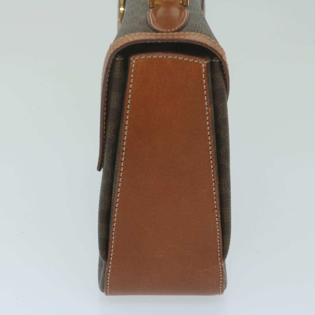 CELINE Macadam Canvas Hand Bag PVC Leather Brown