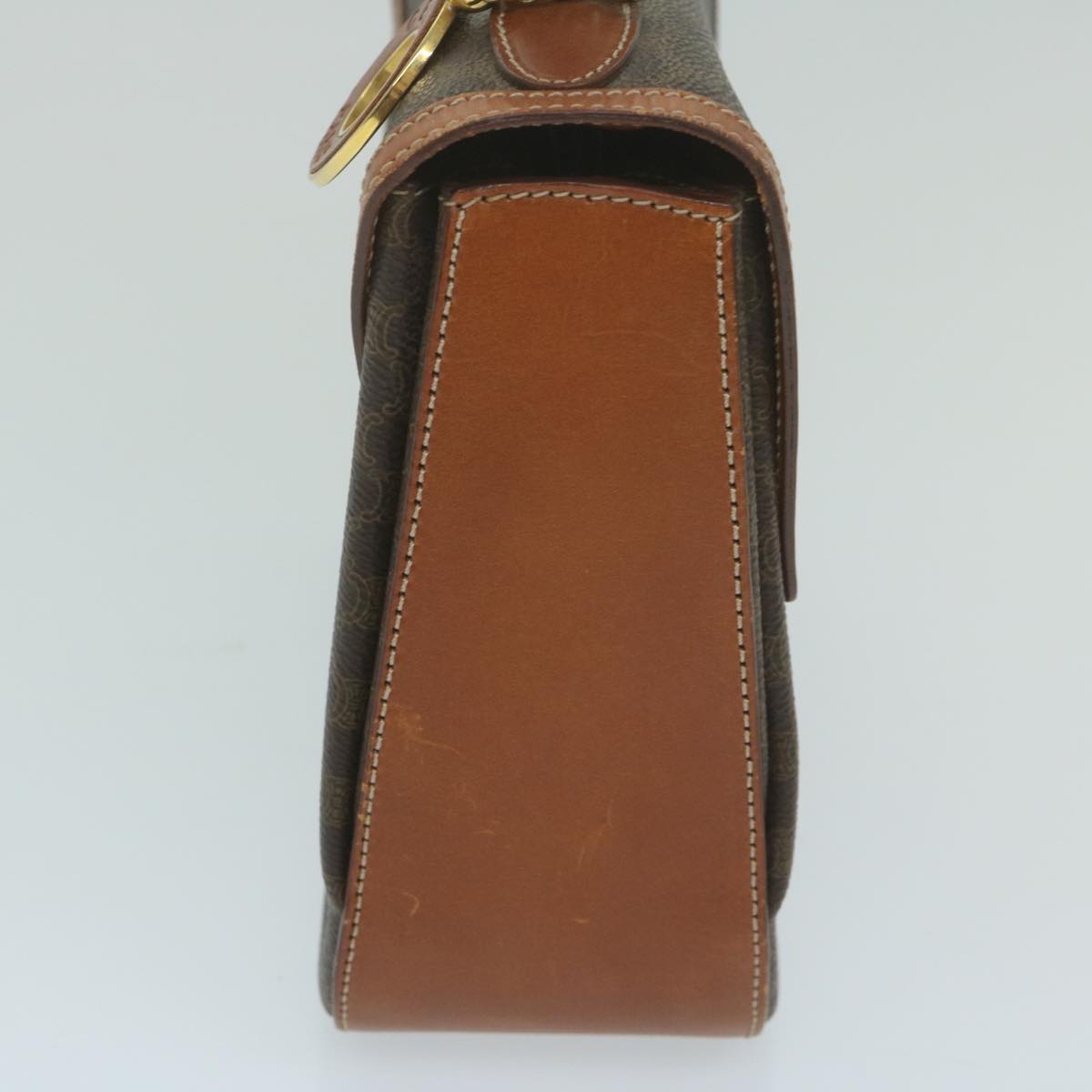 CELINE Macadam Canvas Hand Bag PVC Leather Brown