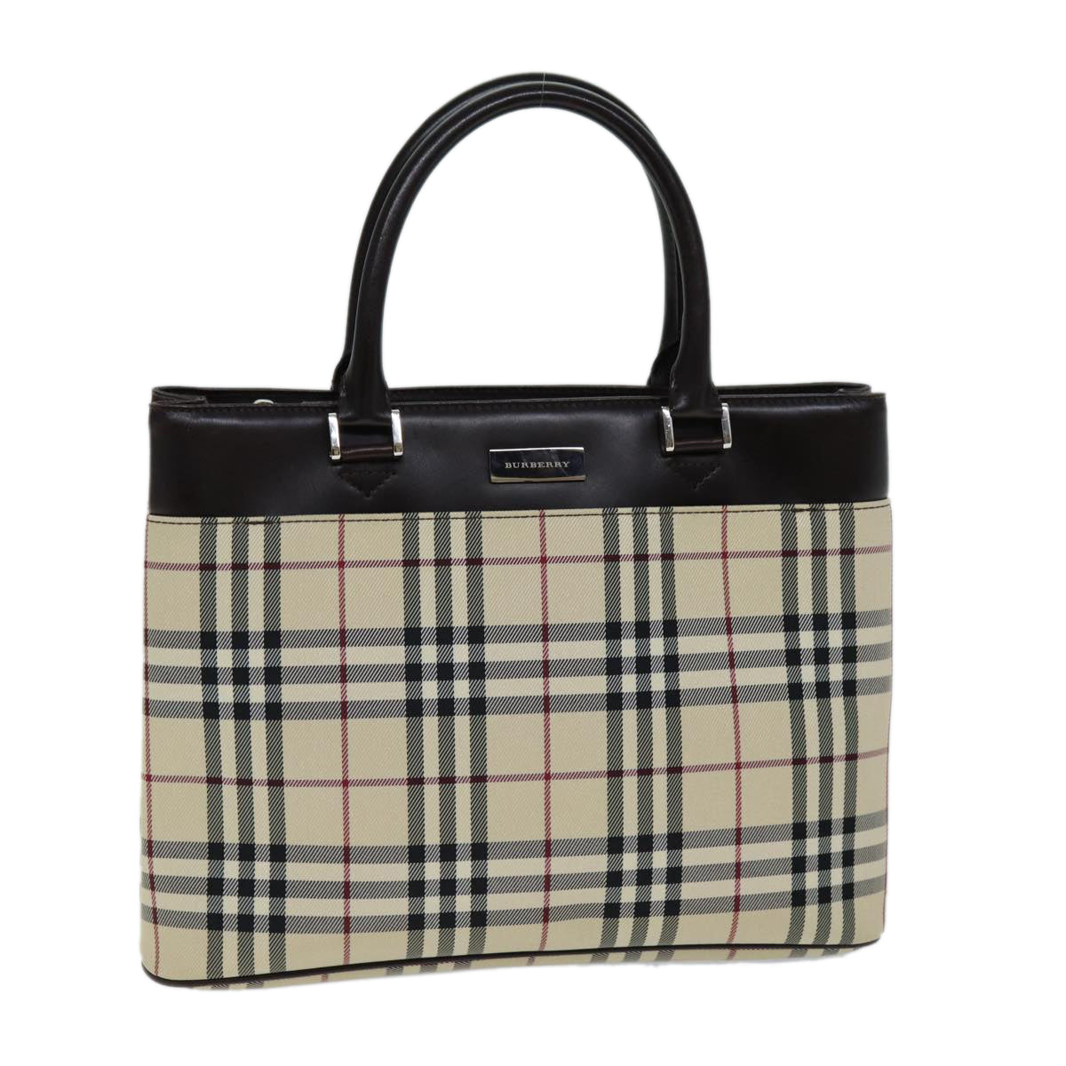 BURBERRY Nova Check Hand Bag Canvas Beige