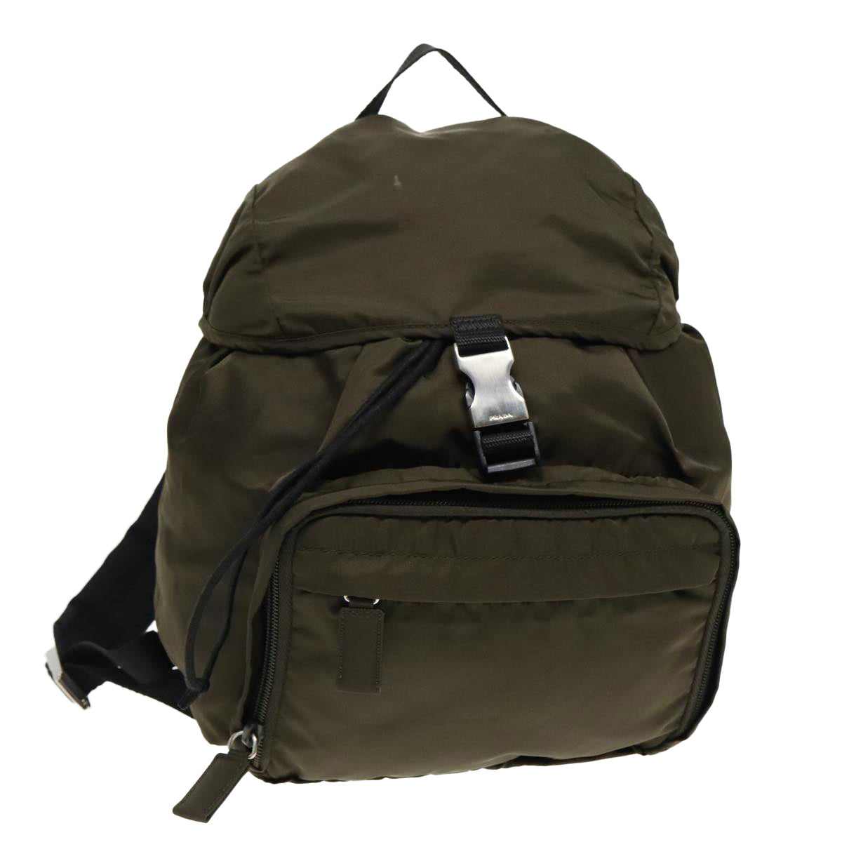PRADA Backpack Nylon Khaki Silver