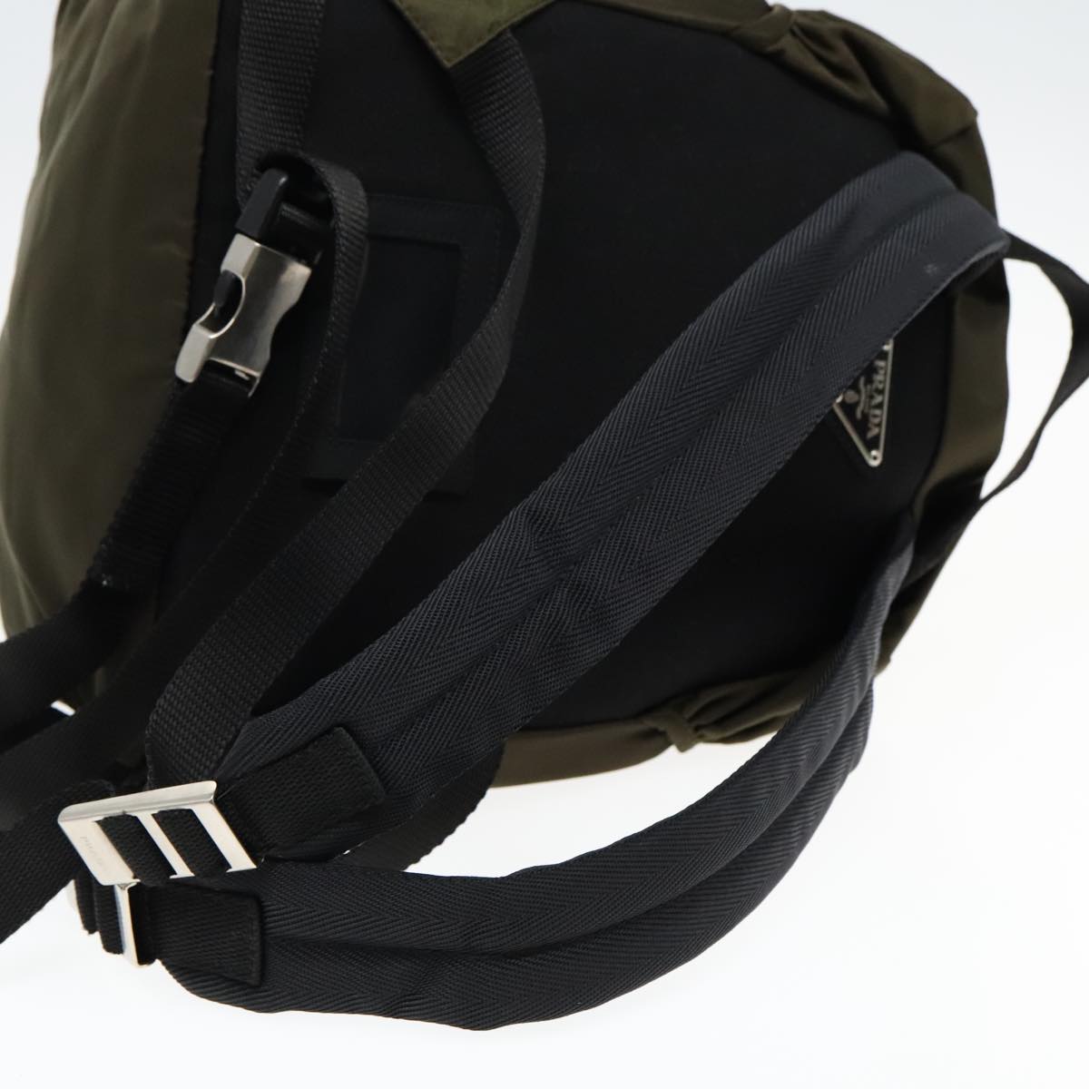 PRADA Backpack Nylon Khaki Silver