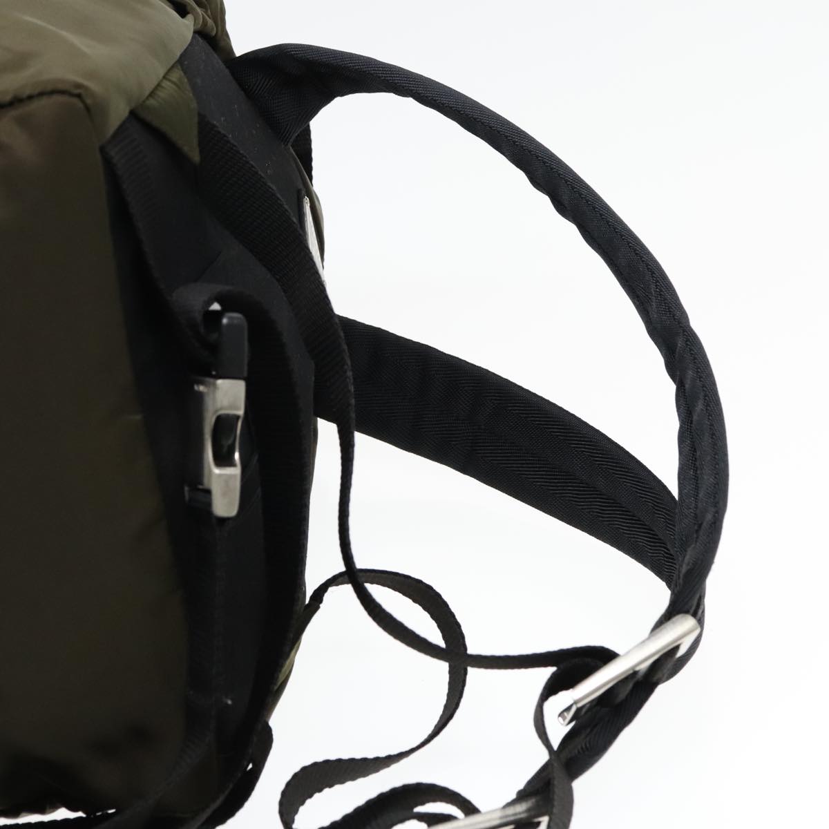 PRADA Backpack Nylon Khaki Silver