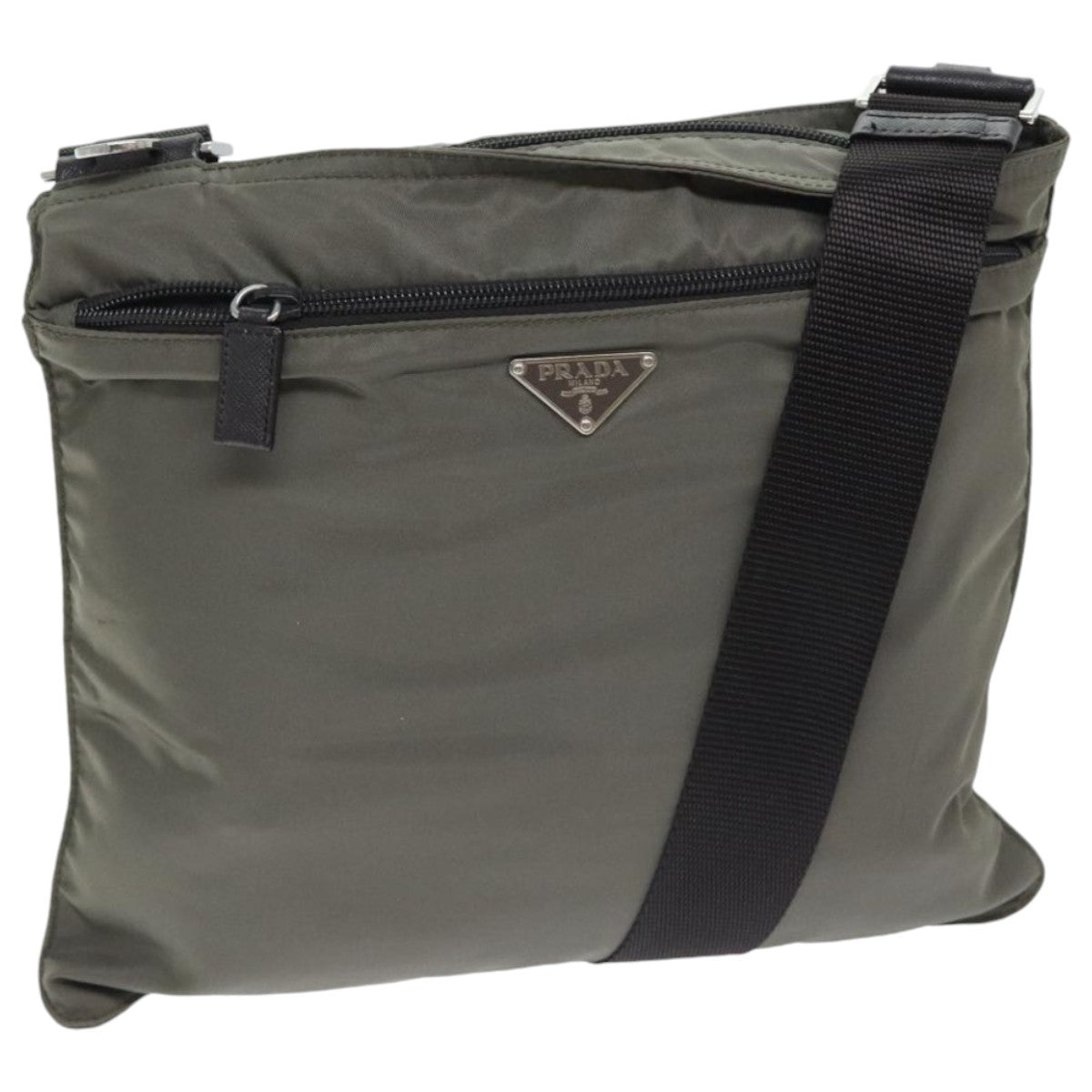 PRADA Shoulder Bag Nylon Gray Silver