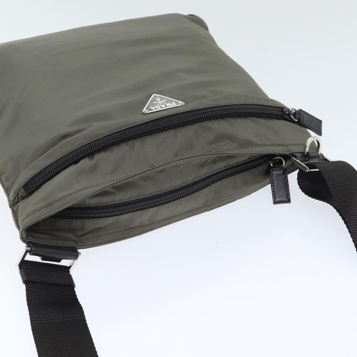 PRADA Shoulder Bag Nylon Gray Silver