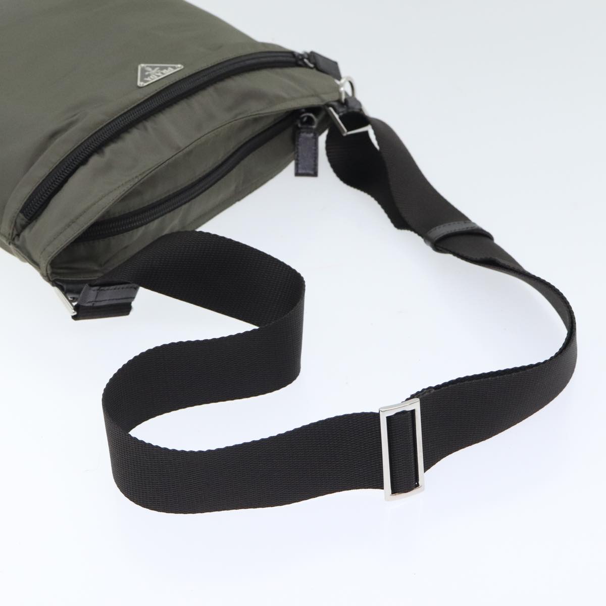 PRADA Shoulder Bag Nylon Gray Silver