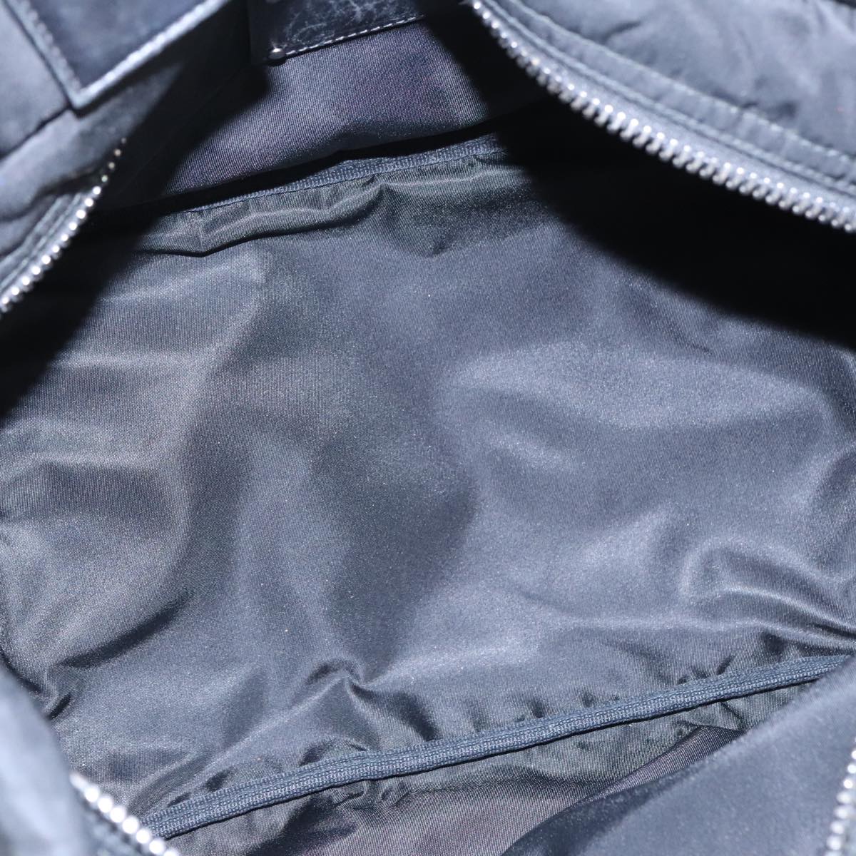 PRADA Hand Bag Nylon Navy Silver