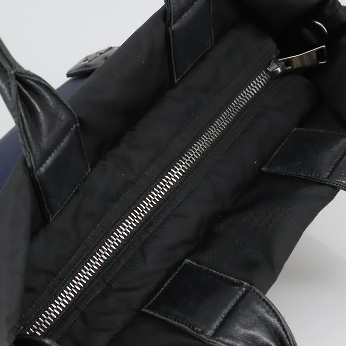 PRADA Hand Bag Nylon Navy Silver