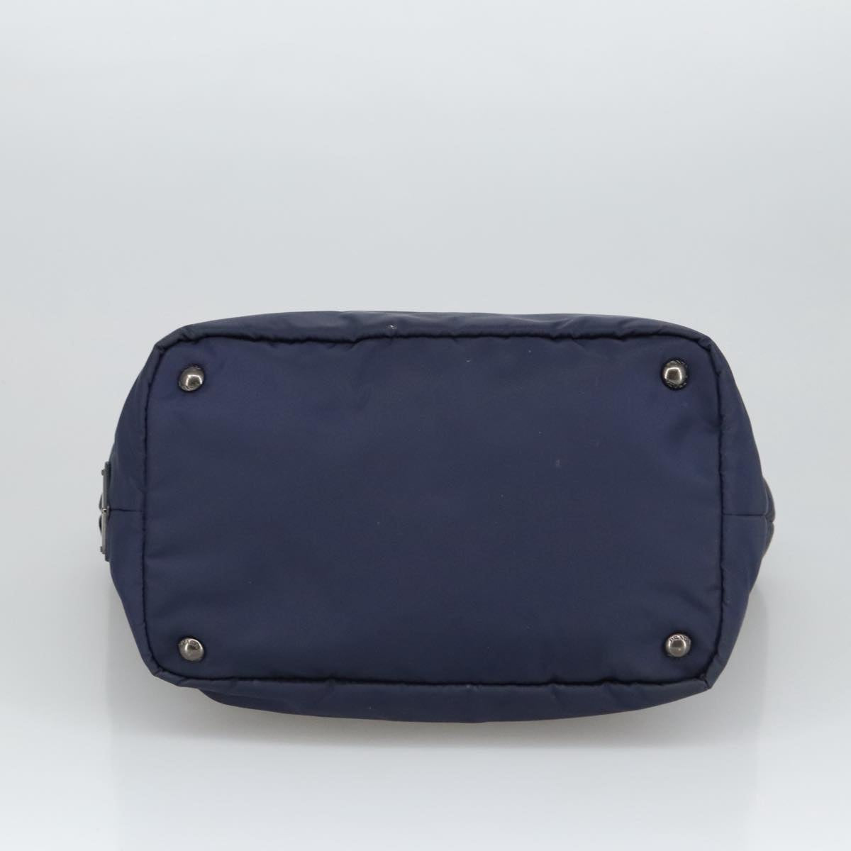 PRADA Hand Bag Nylon Navy Silver
