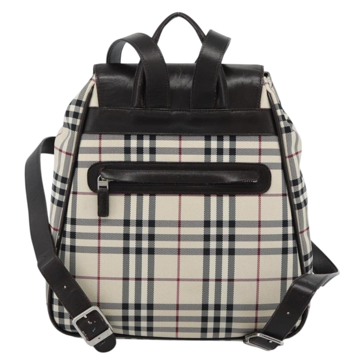 BURBERRY Nova Check Backpack Canvas Beige Brown
