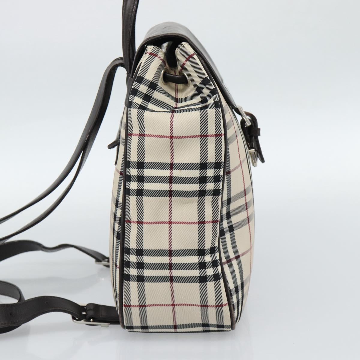 BURBERRY Nova Check Backpack Canvas Beige Brown