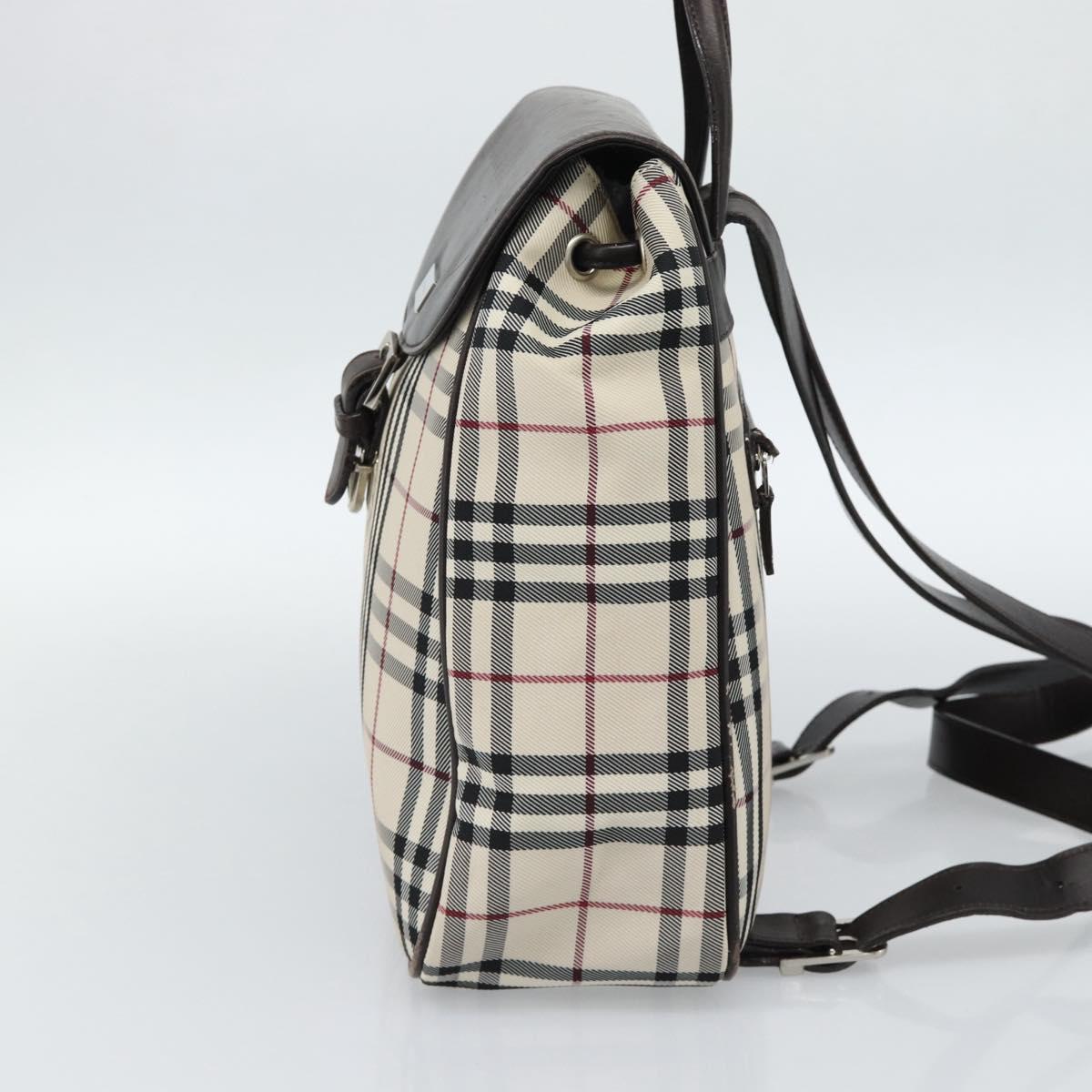 BURBERRY Nova Check Backpack Canvas Beige Brown