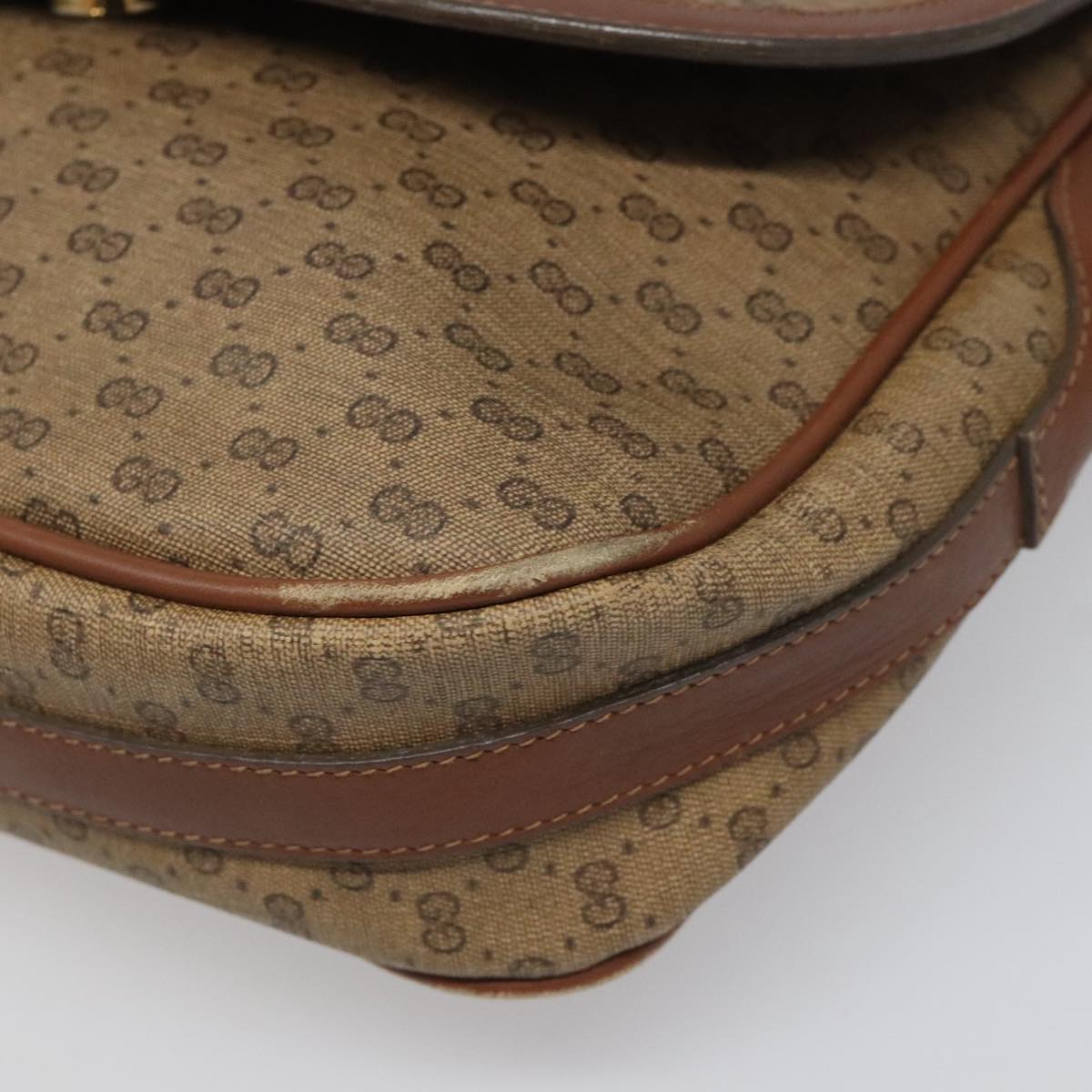 GUCCI Micro GG Canvas Shoulder Bag PVC Beige