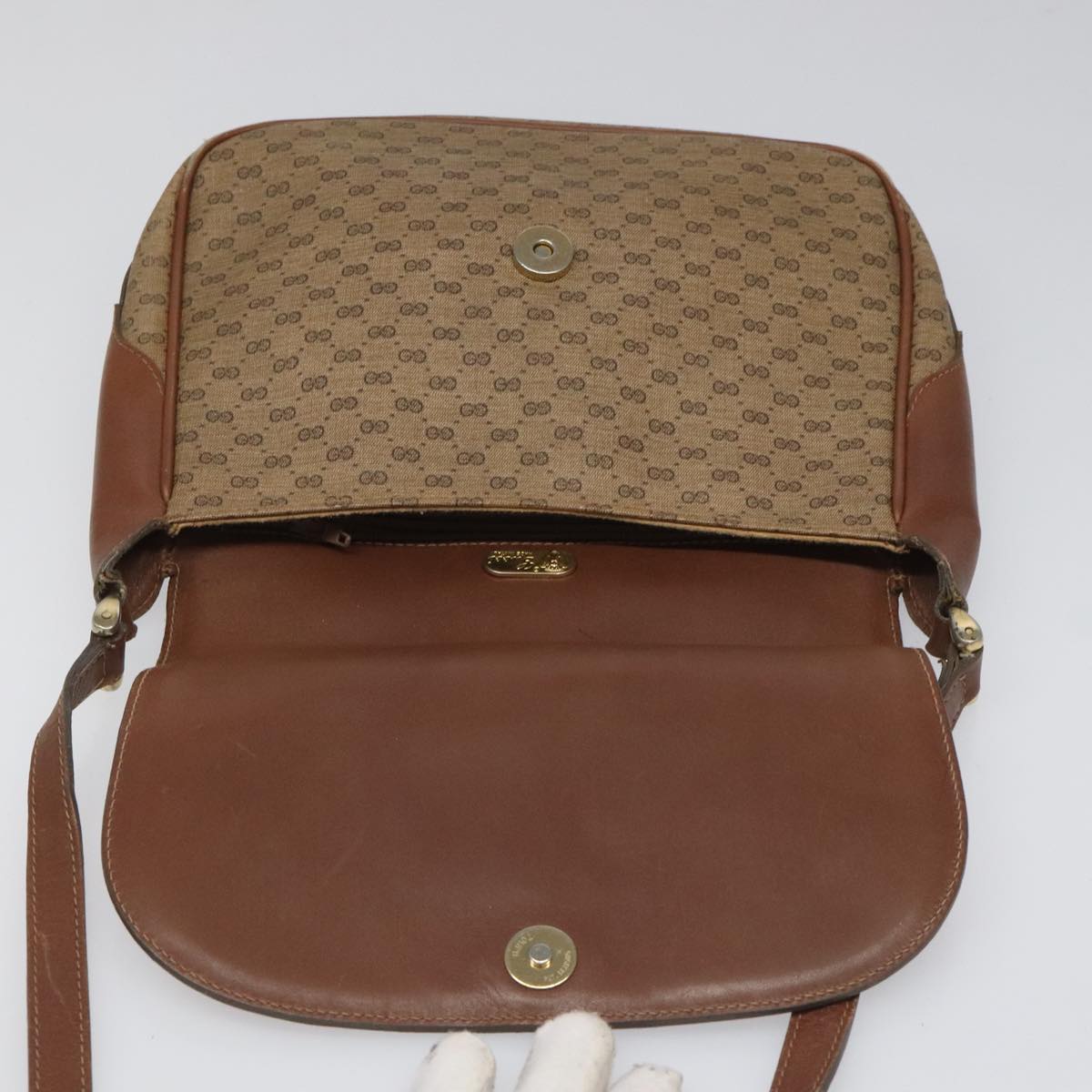 GUCCI Micro GG Canvas Shoulder Bag PVC Beige