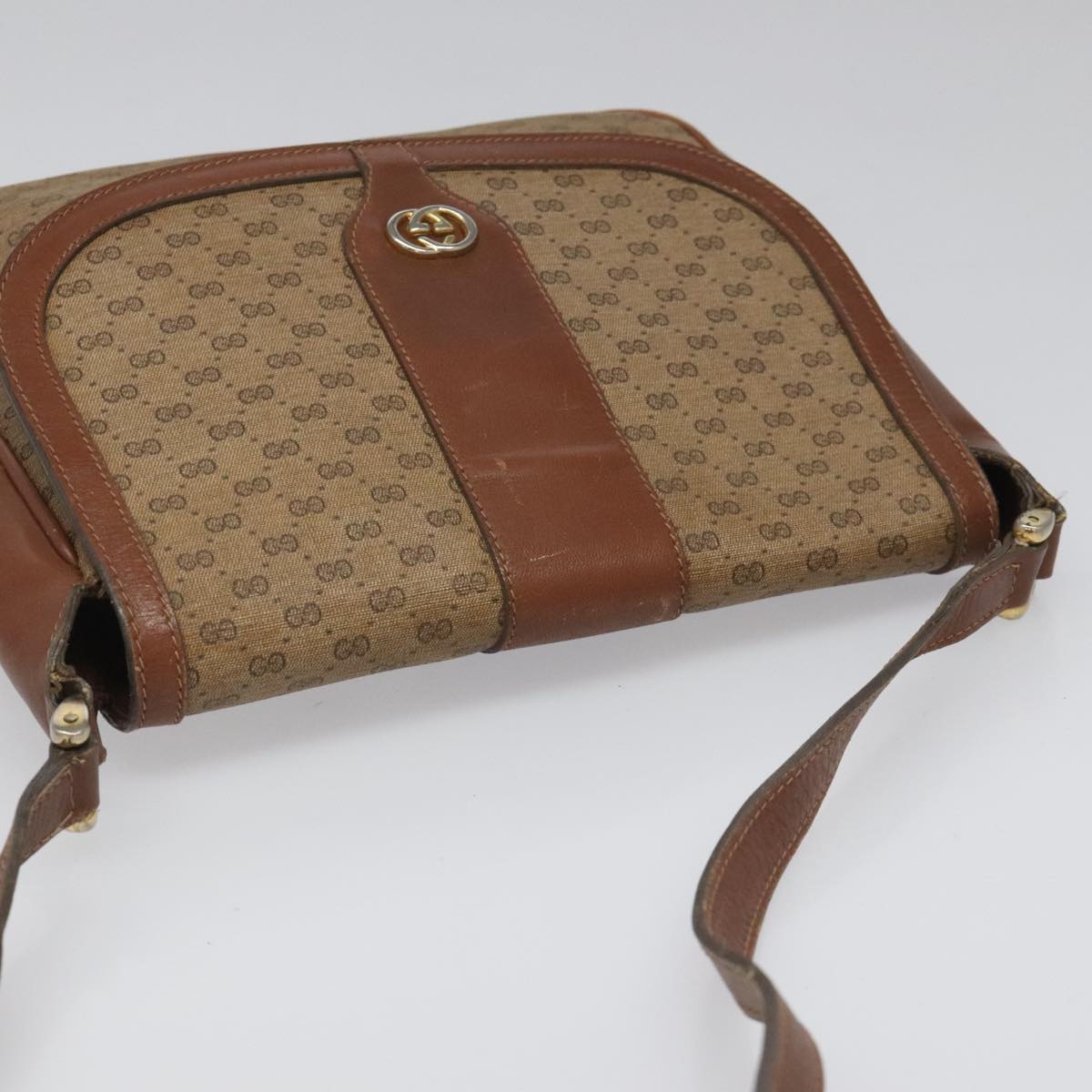 GUCCI Micro GG Canvas Shoulder Bag PVC Beige