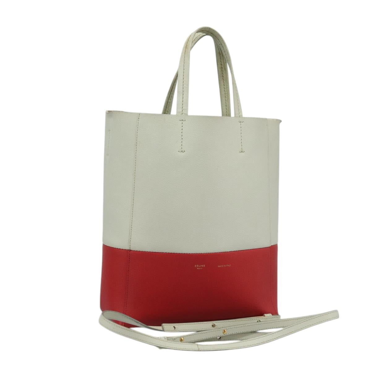 CELINE Tote Bag Leather 2way Red