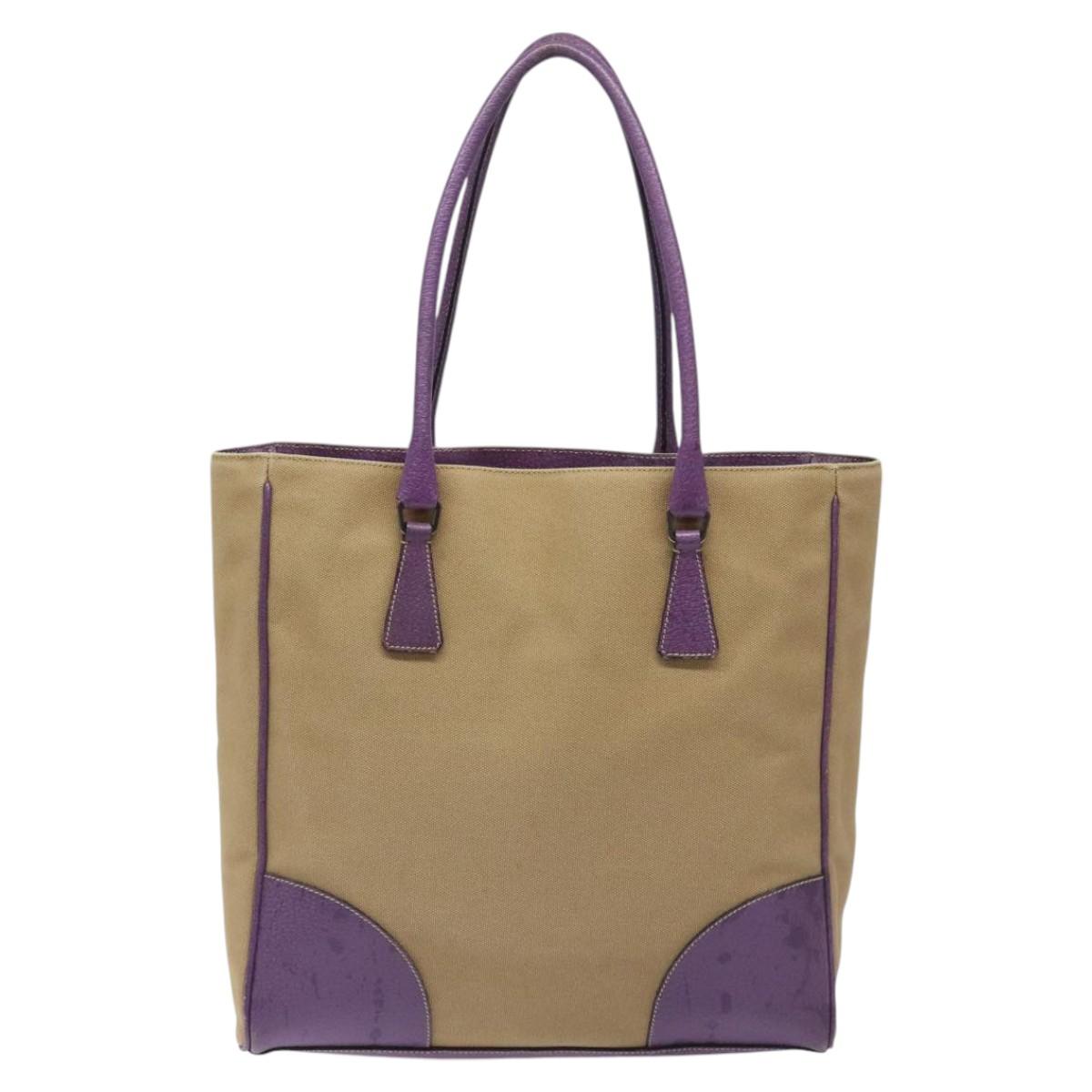 PRADA Tote Bag Canvas Beige