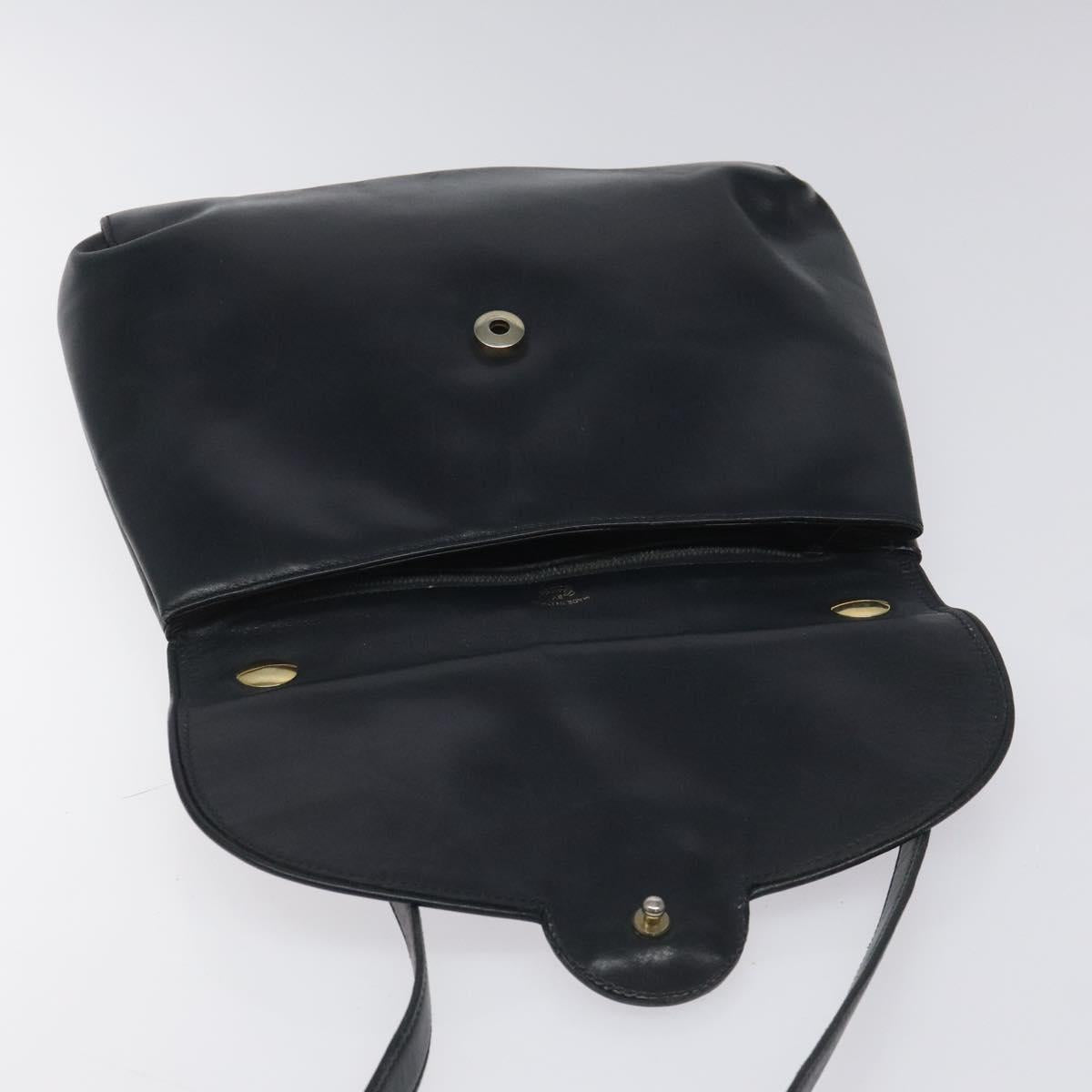 GUCCI Shoulder Bag Leather Navy Gold