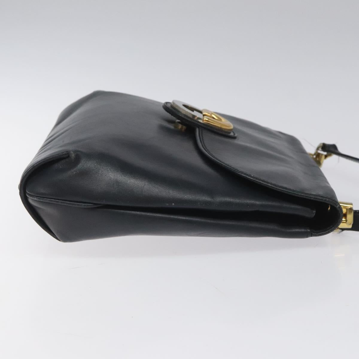 GUCCI Shoulder Bag Leather Navy Gold