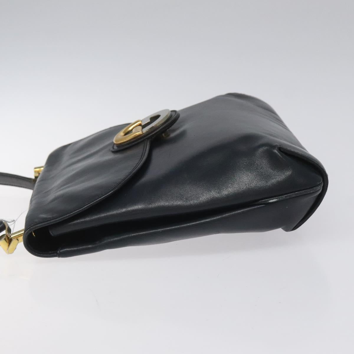 GUCCI Shoulder Bag Leather Navy Gold