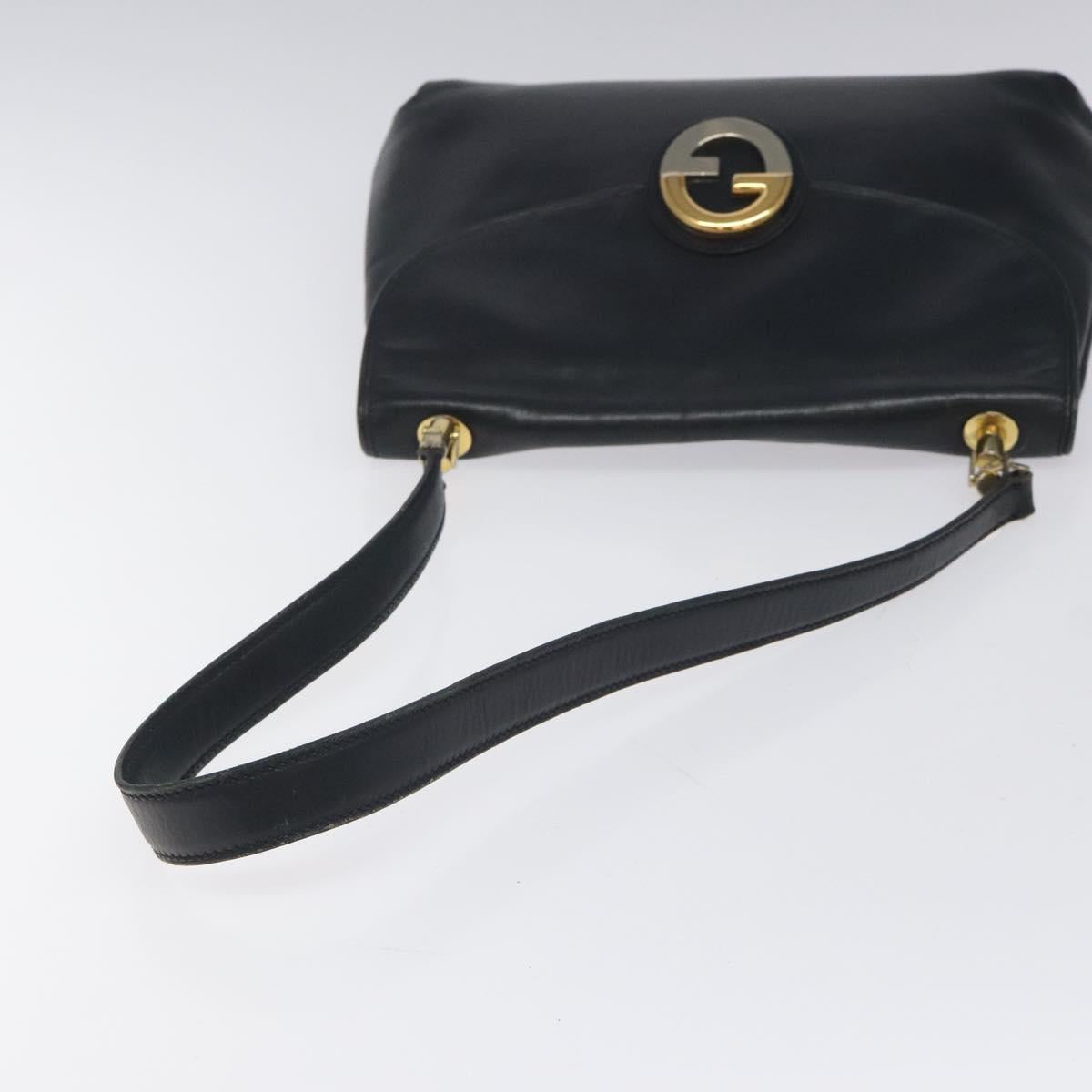 GUCCI Shoulder Bag Leather Navy Gold