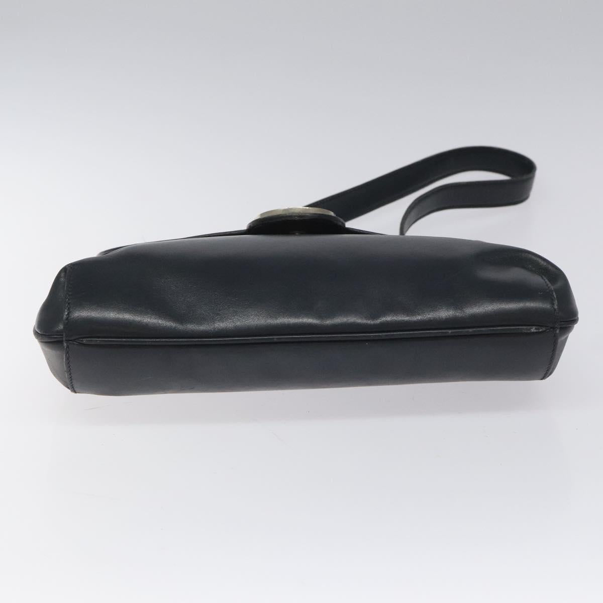 GUCCI Shoulder Bag Leather Navy Gold