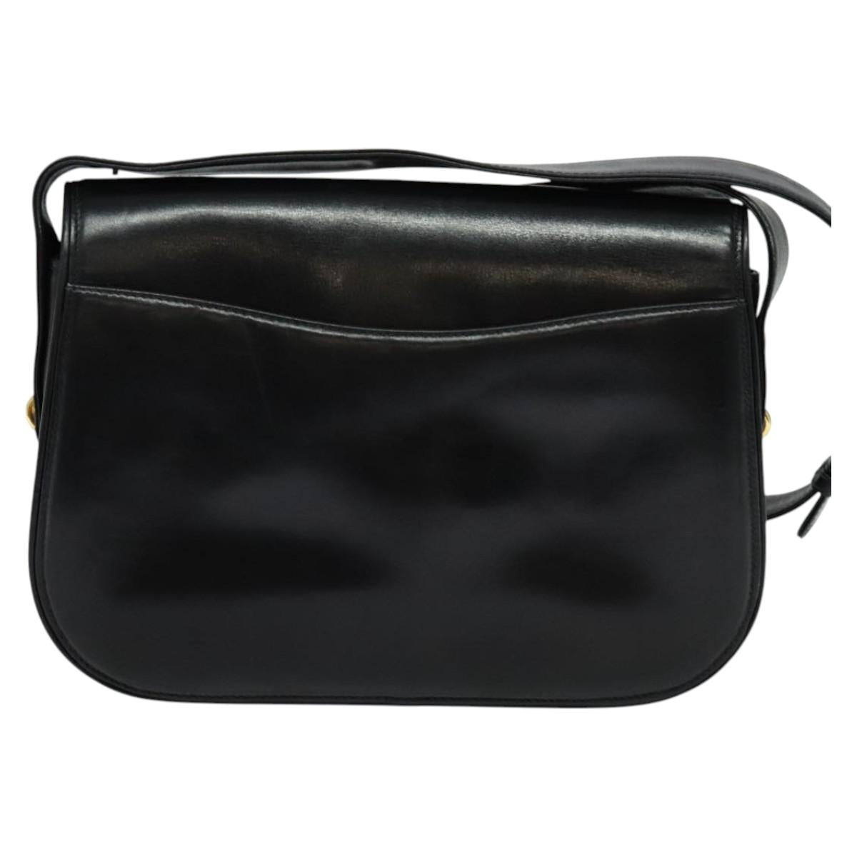 GUCCI Shoulder Bag Leather Black Gold