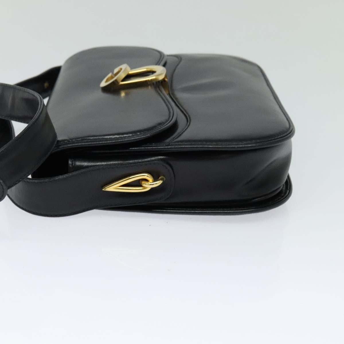GUCCI Shoulder Bag Leather Black Gold