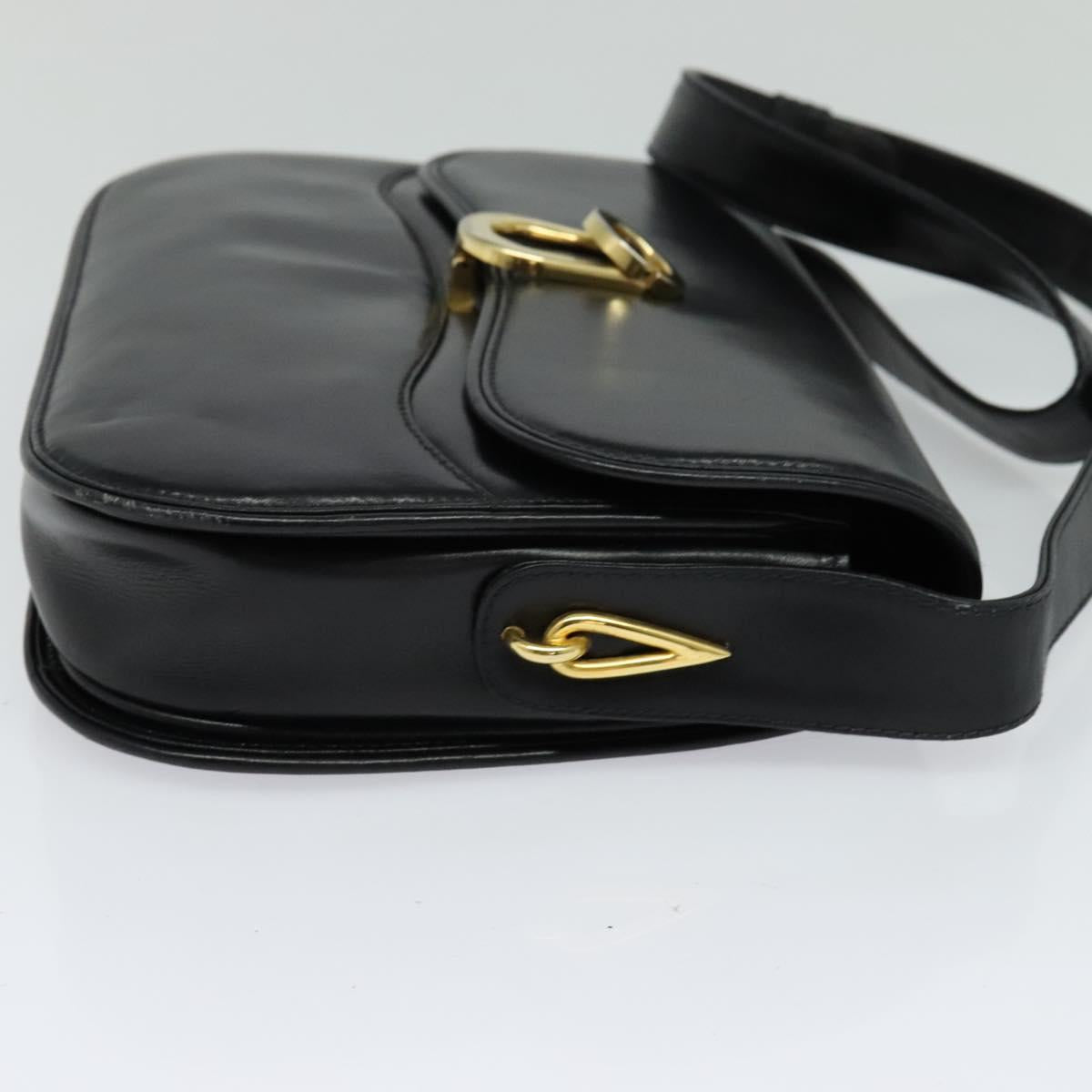 GUCCI Shoulder Bag Leather Black Gold
