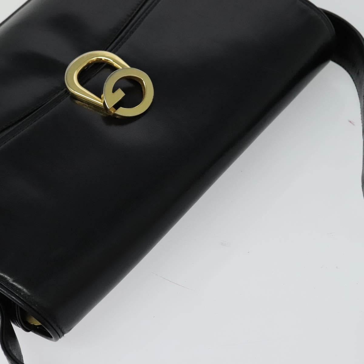 GUCCI Shoulder Bag Leather Black Gold