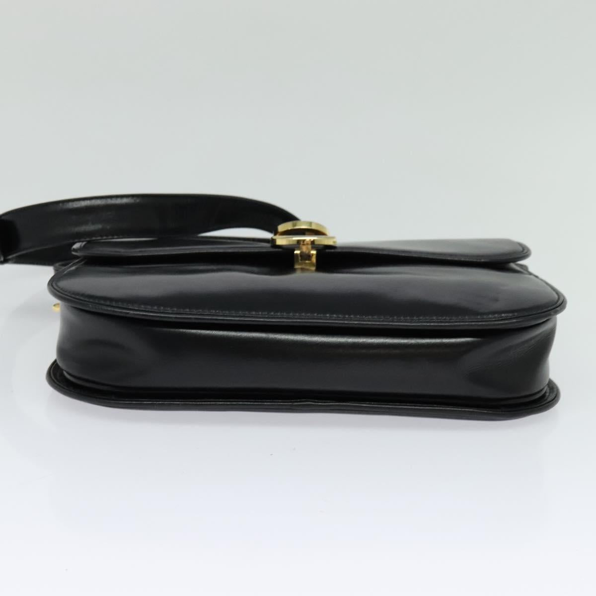 GUCCI Shoulder Bag Leather Black Gold