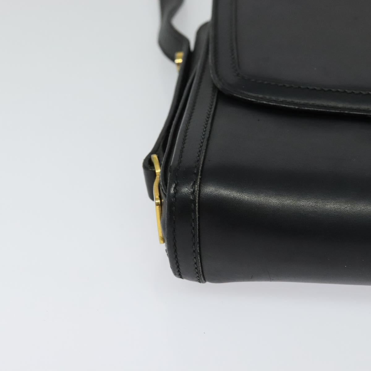 GUCCI Shoulder Bag Leather Black Gold