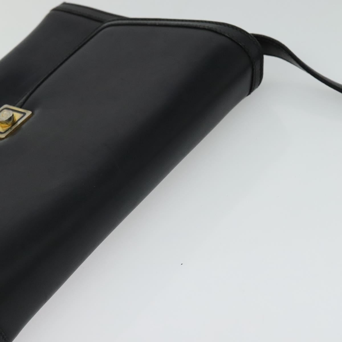 GUCCI Shoulder Bag Leather Black Gold