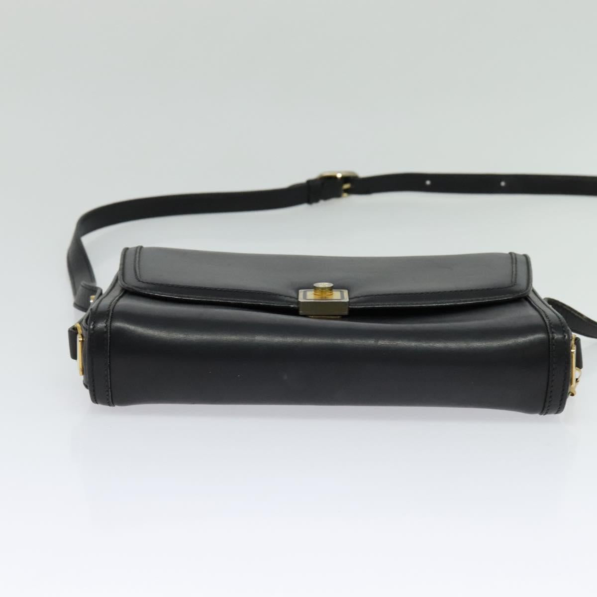 GUCCI Shoulder Bag Leather Black Gold