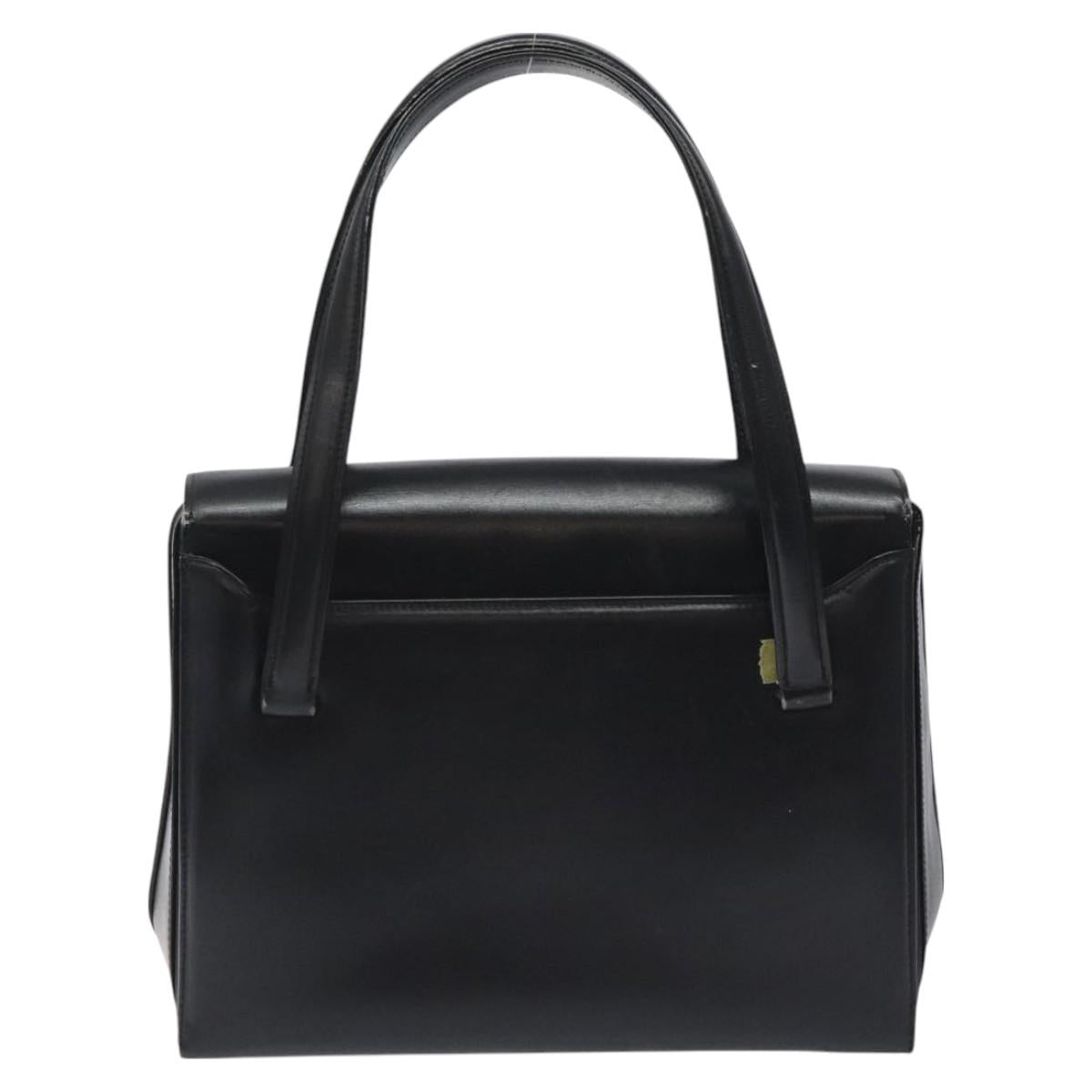 GUCCI Hand Bag Leather Black Gold